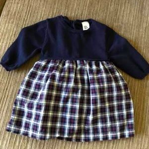 OshKosh Navy Baby Girl Sweater Top Plaid Dress
